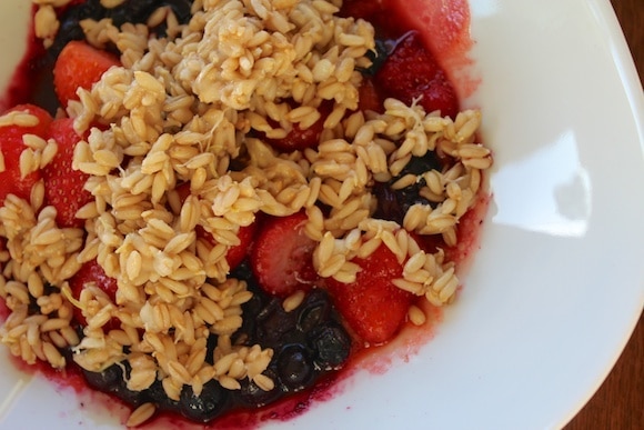 Sprouted Oat Groat Cereal with berries.