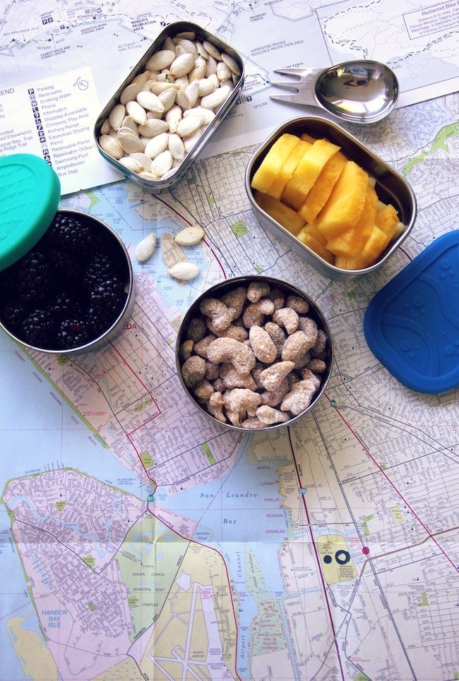 healthy snacks and map.