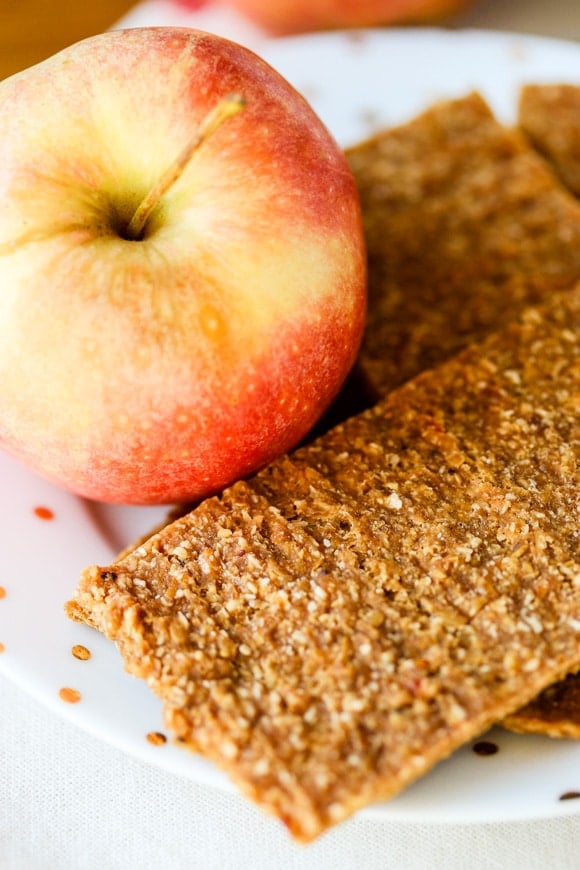 Apple flax crackers up close
