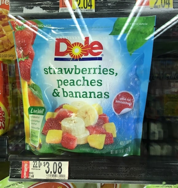 dole frozen fruit package.