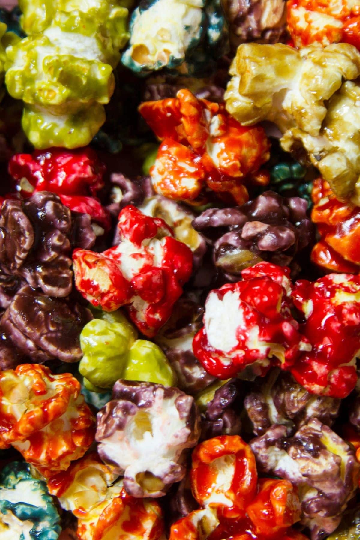popcorn in various colors.