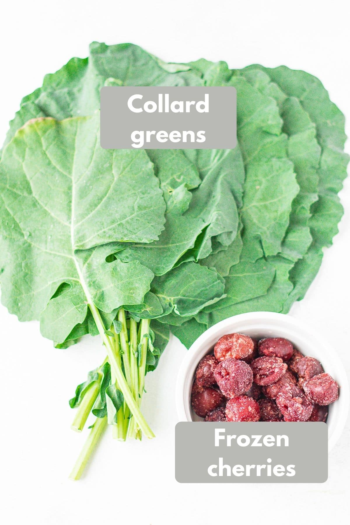 Collard green smoothie labeled ingredients
