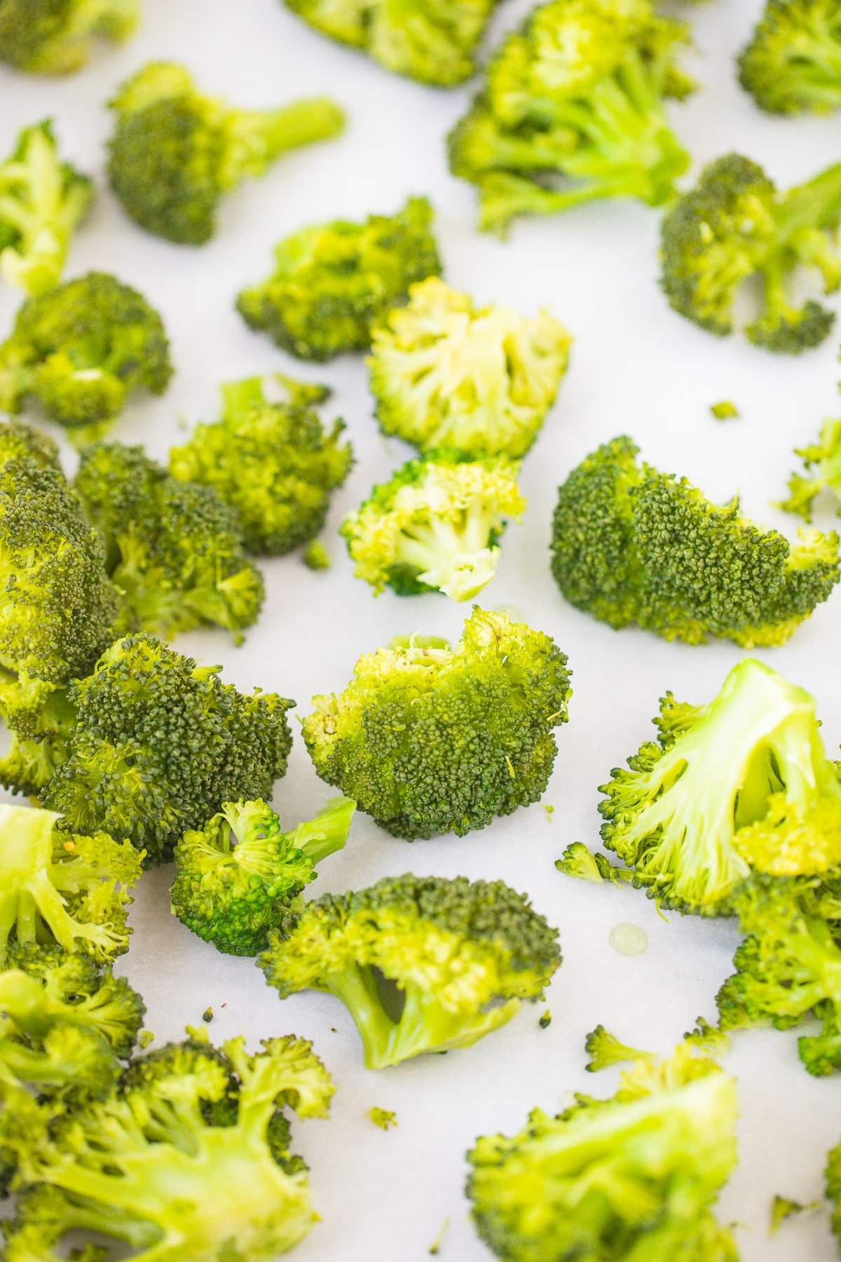 broccoli on a baking sheet.