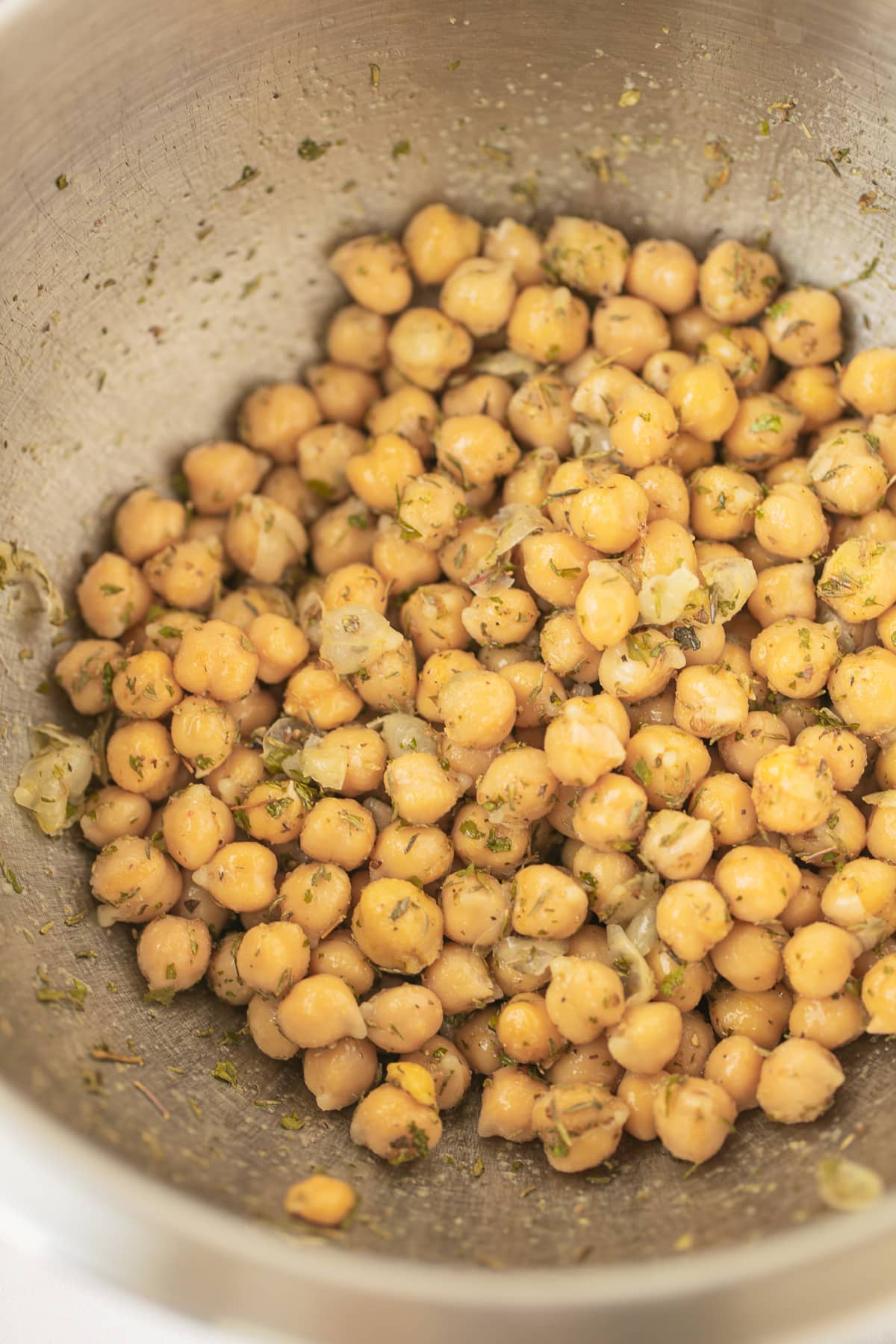 chickpeas with spices in a bowl.