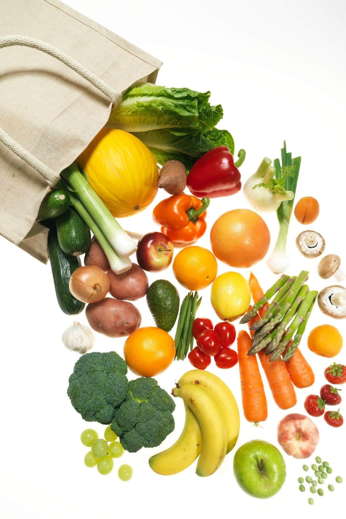 grocery bag with fresh foods