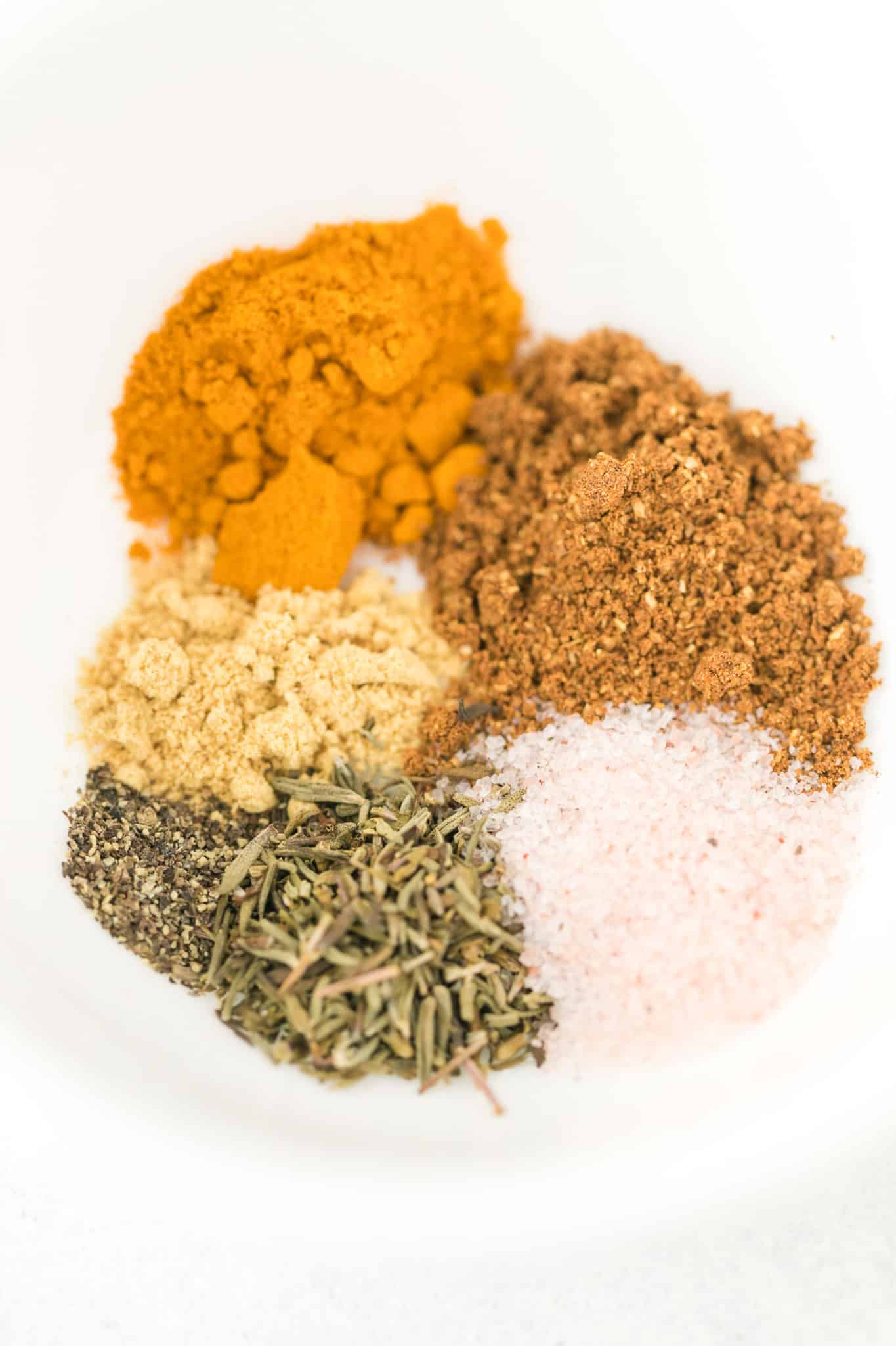 bowl of spices for chicken curry dish