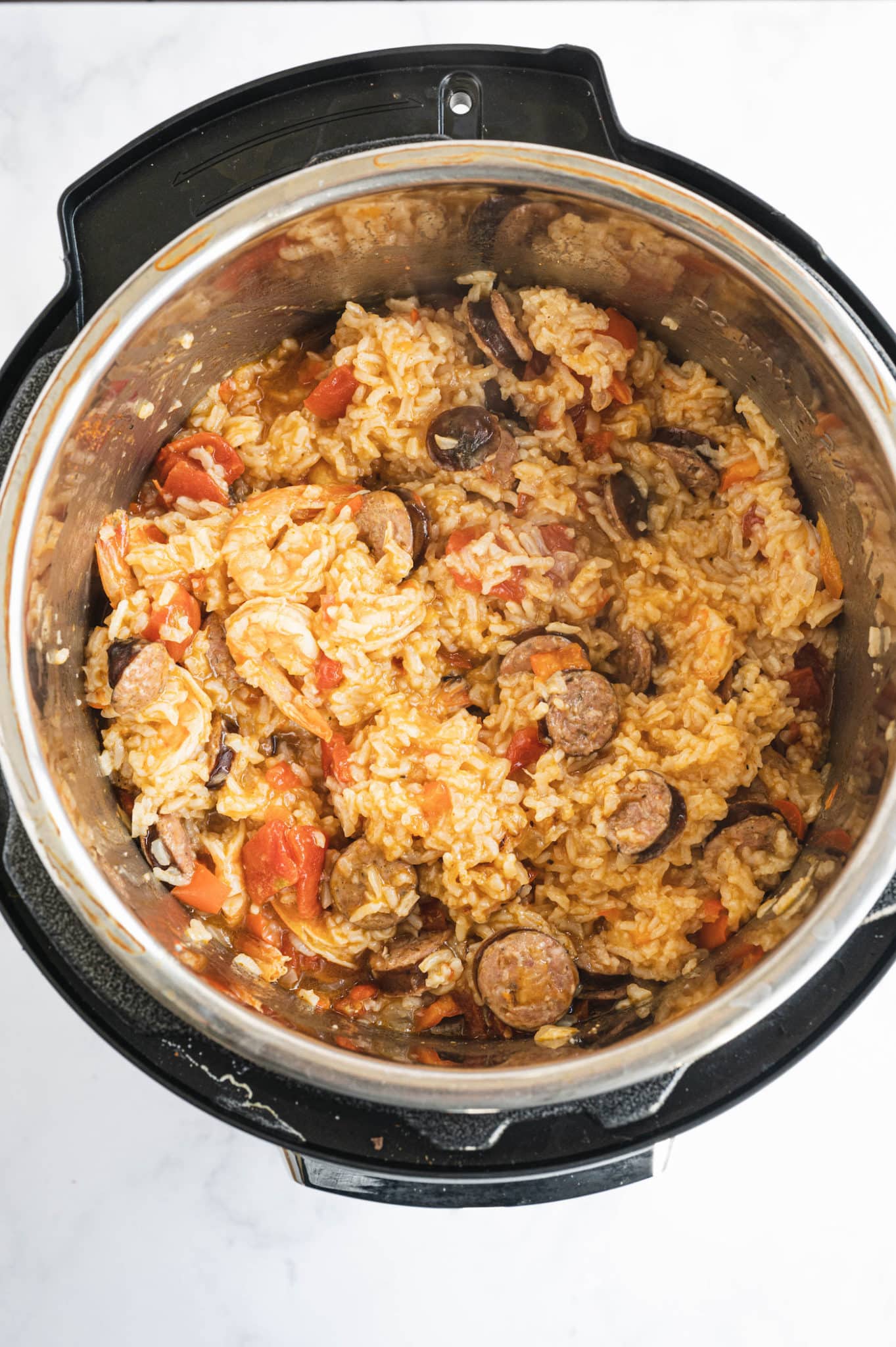 cooked instant pot jambalaya ready to be served.
