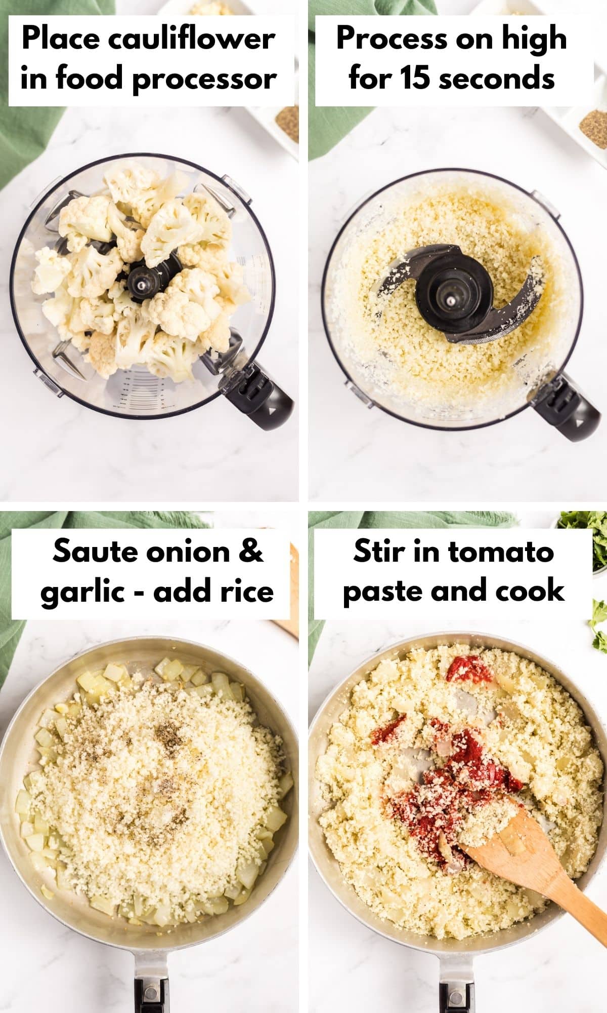 Pictures showing how to make mexican paleo rice