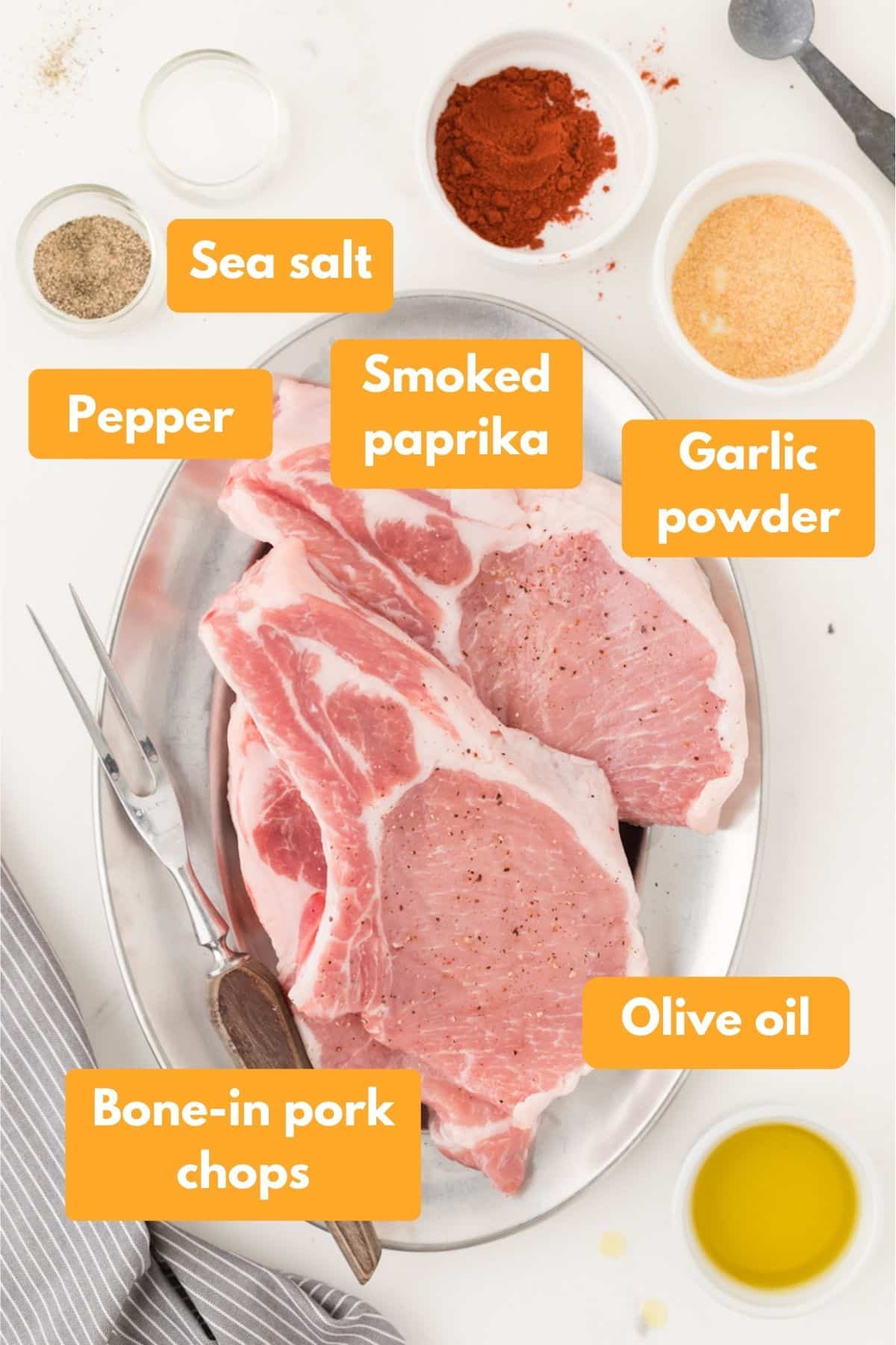 Air fryer pork chop ingredients.