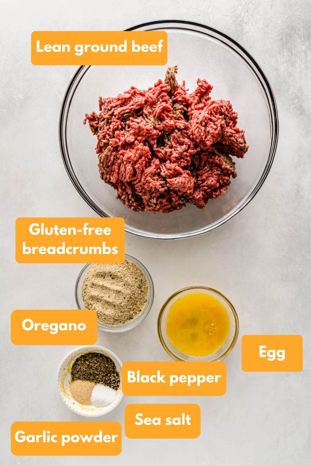 Ingredients for gluten-free meatballs