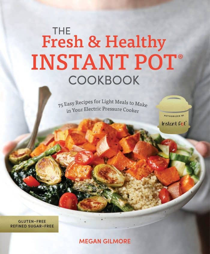 fresh and healthy instant pot cookbook cover.