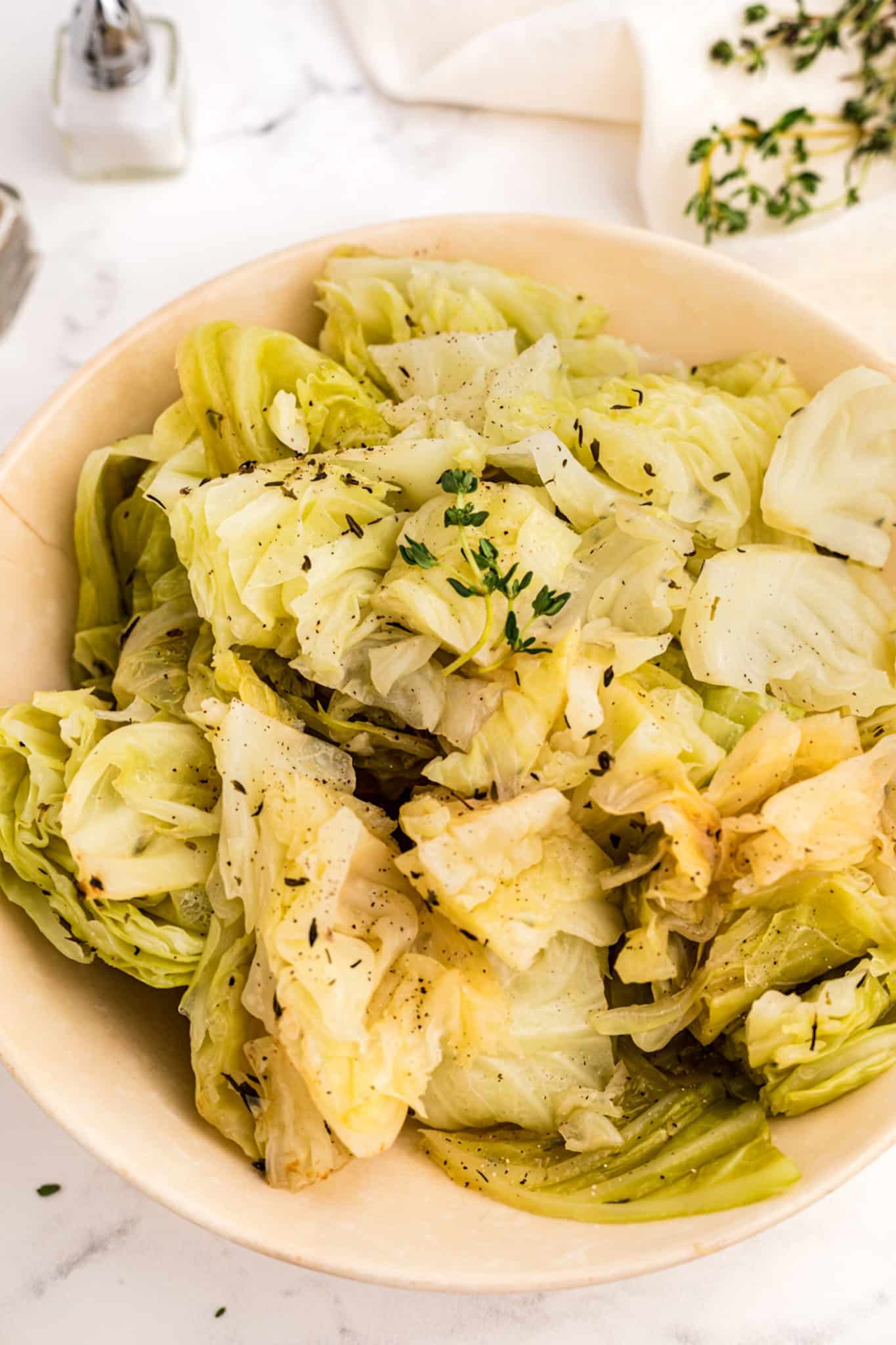 a bowl of cooked instant pot cabbage.