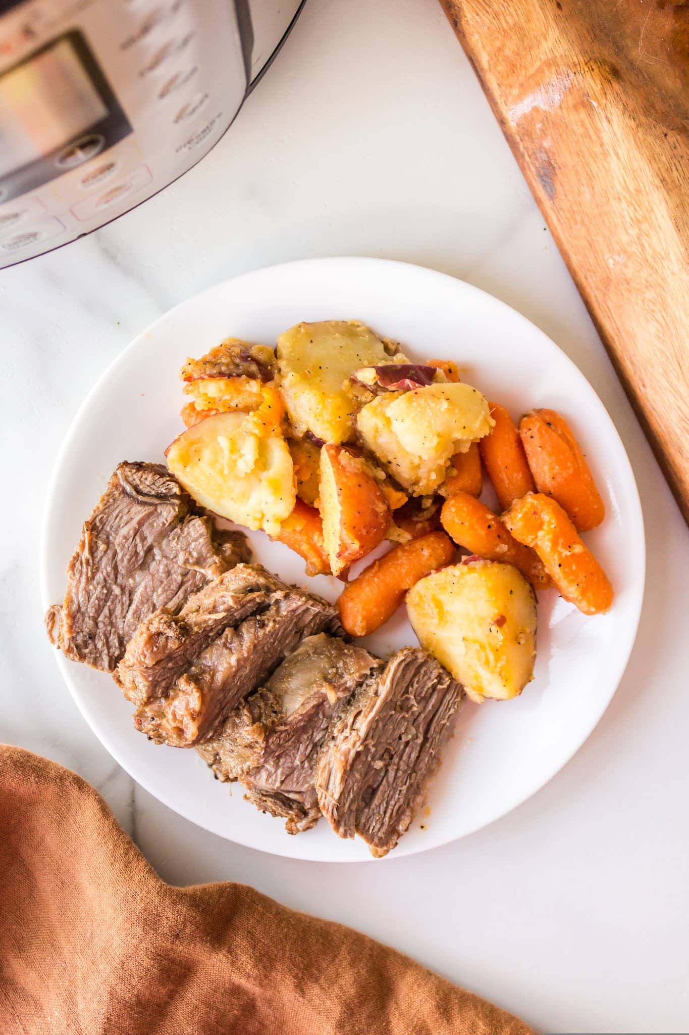 instant pot tri tip with potatoes and carrots.