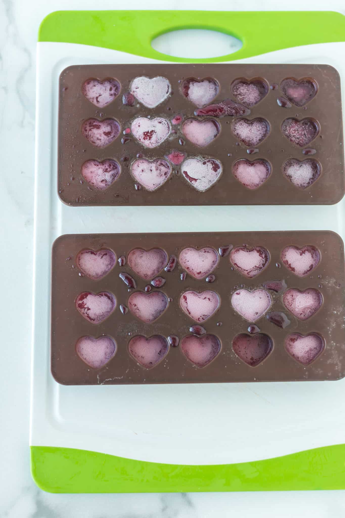 heart shaped gummies set in molds