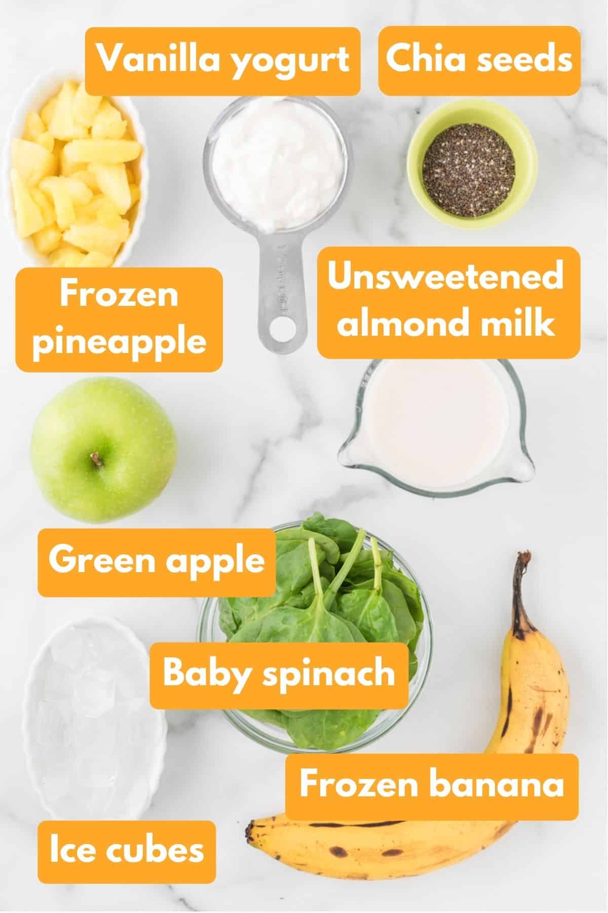ingredients for a green apple smoothie