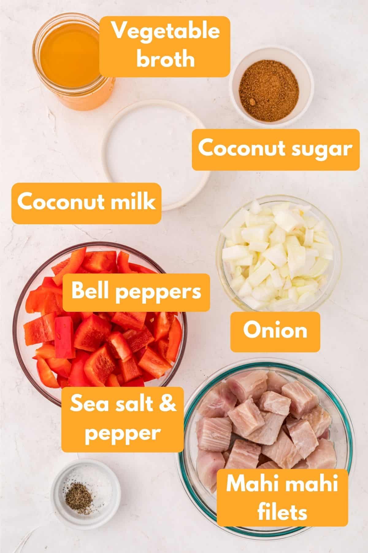 ingredients for making instant pot coconut mahi mahi.