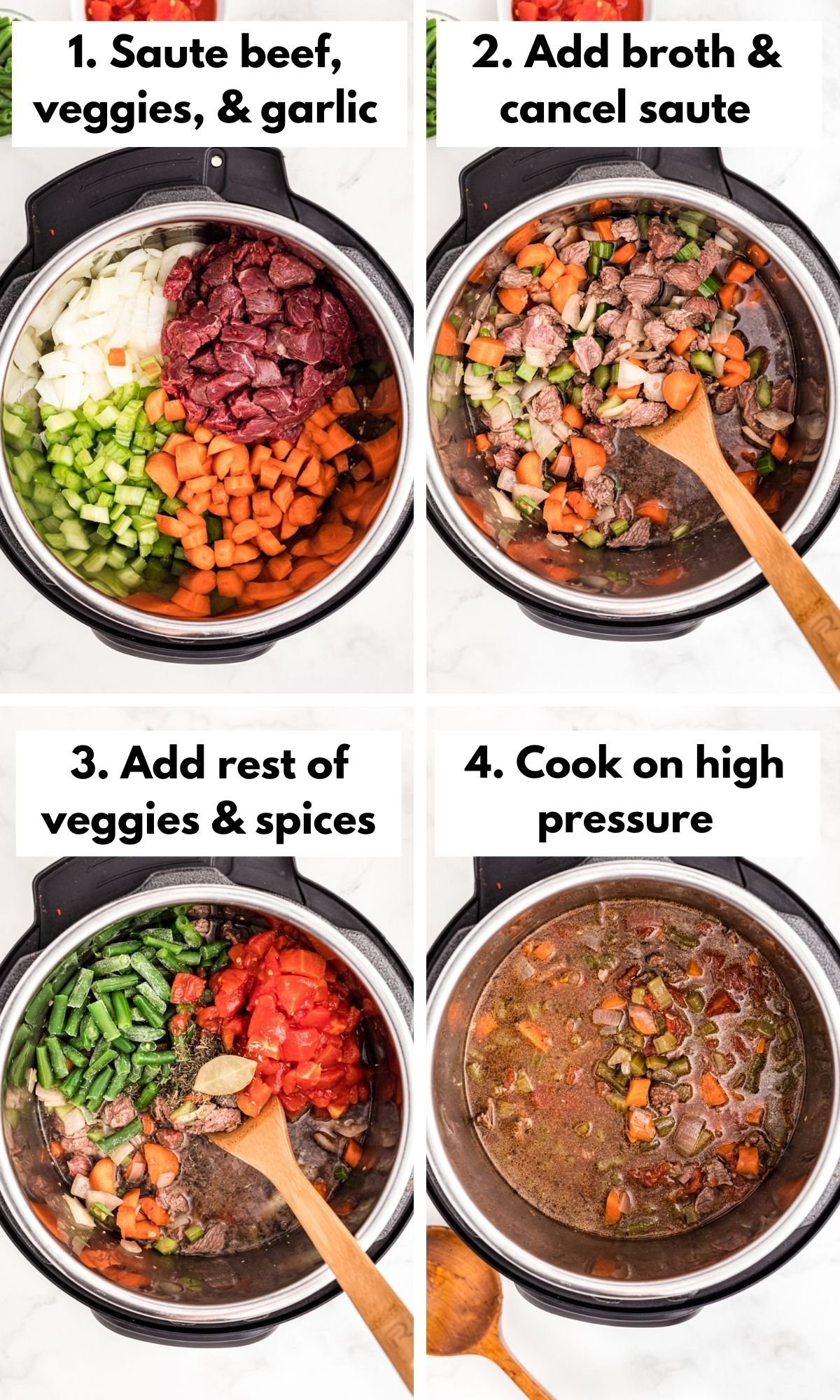 how to make vegetable beef soup in the instant pot.