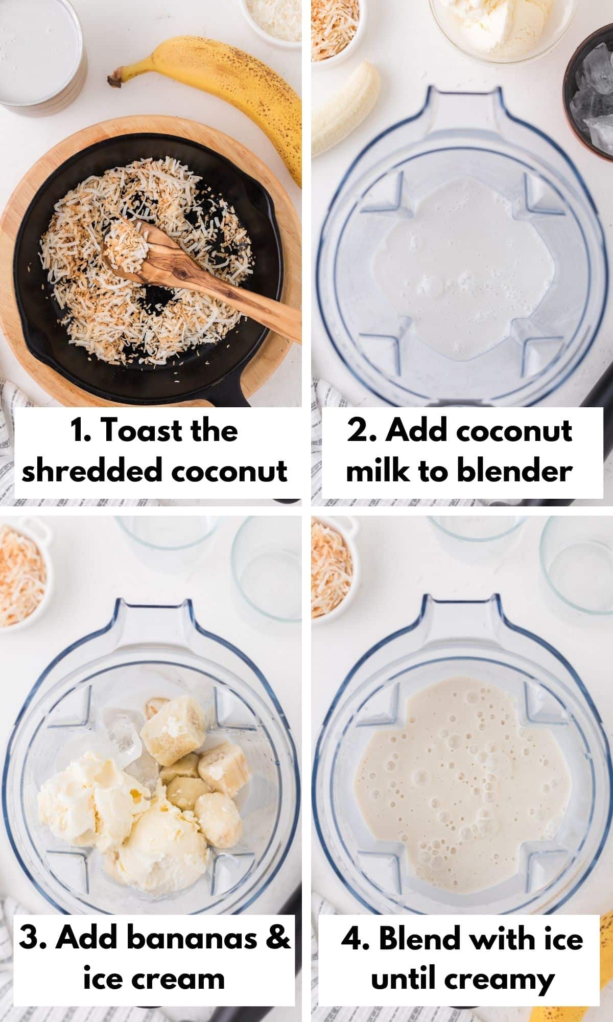 how to make a coconut shake in four steps.