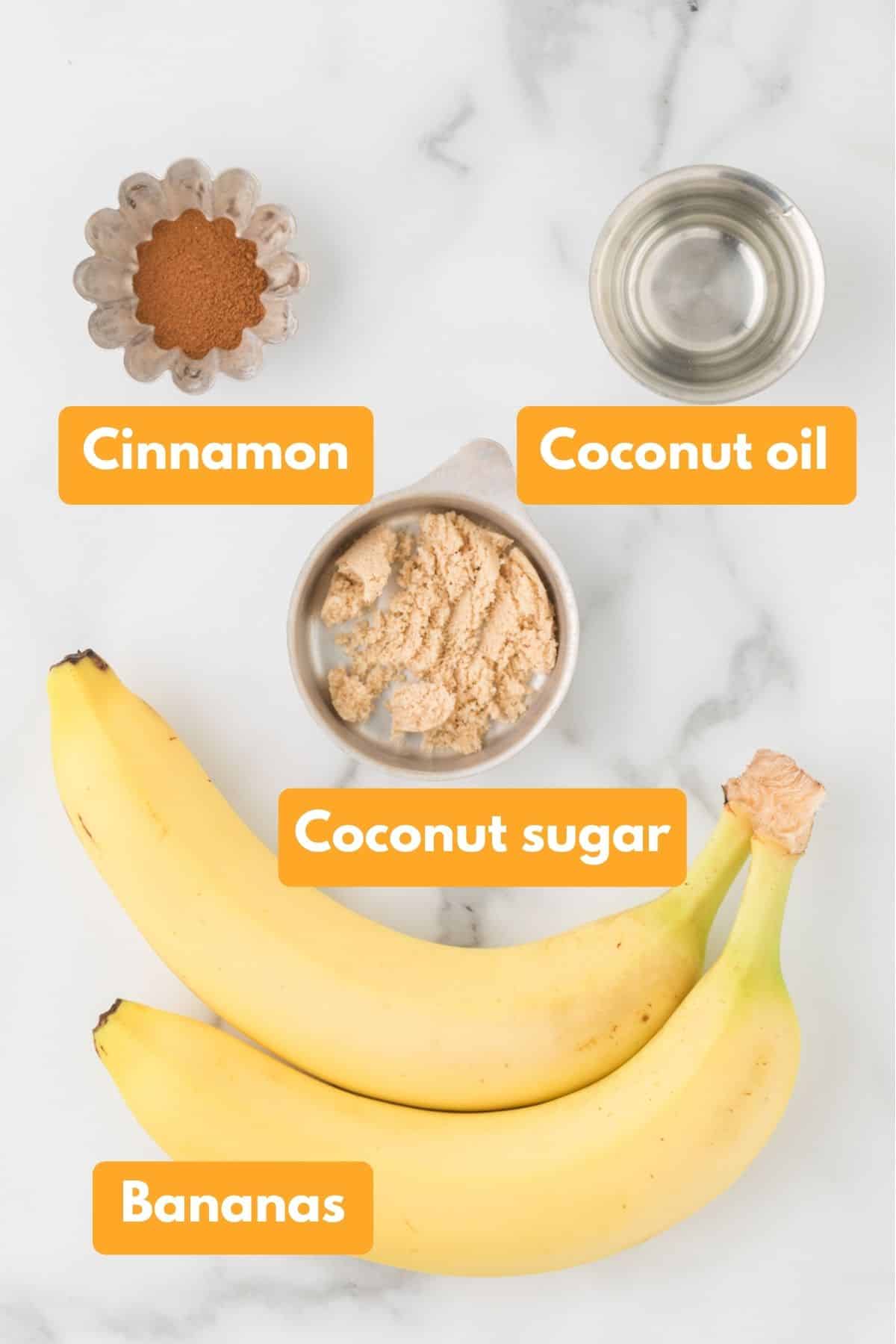 ingredients for air fryer bananas.