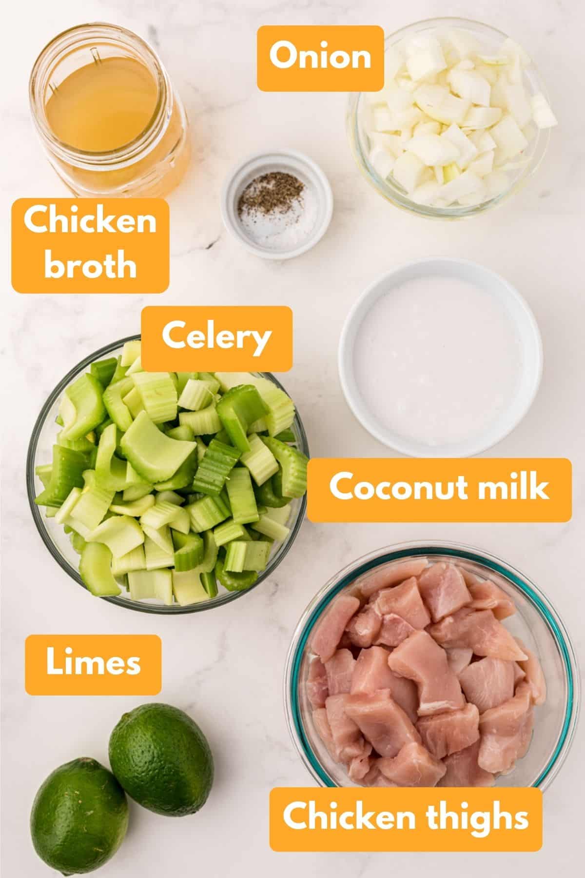 Ingredients for coconut chicken.
