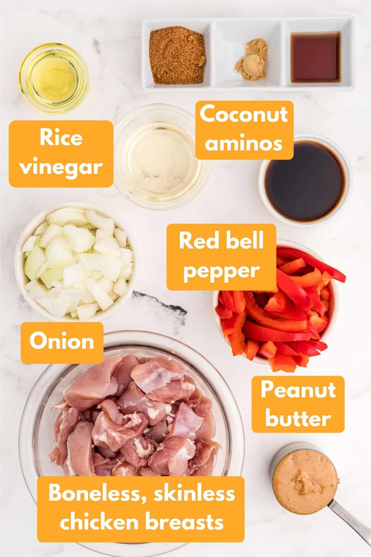ingredients for peanut butter chicken