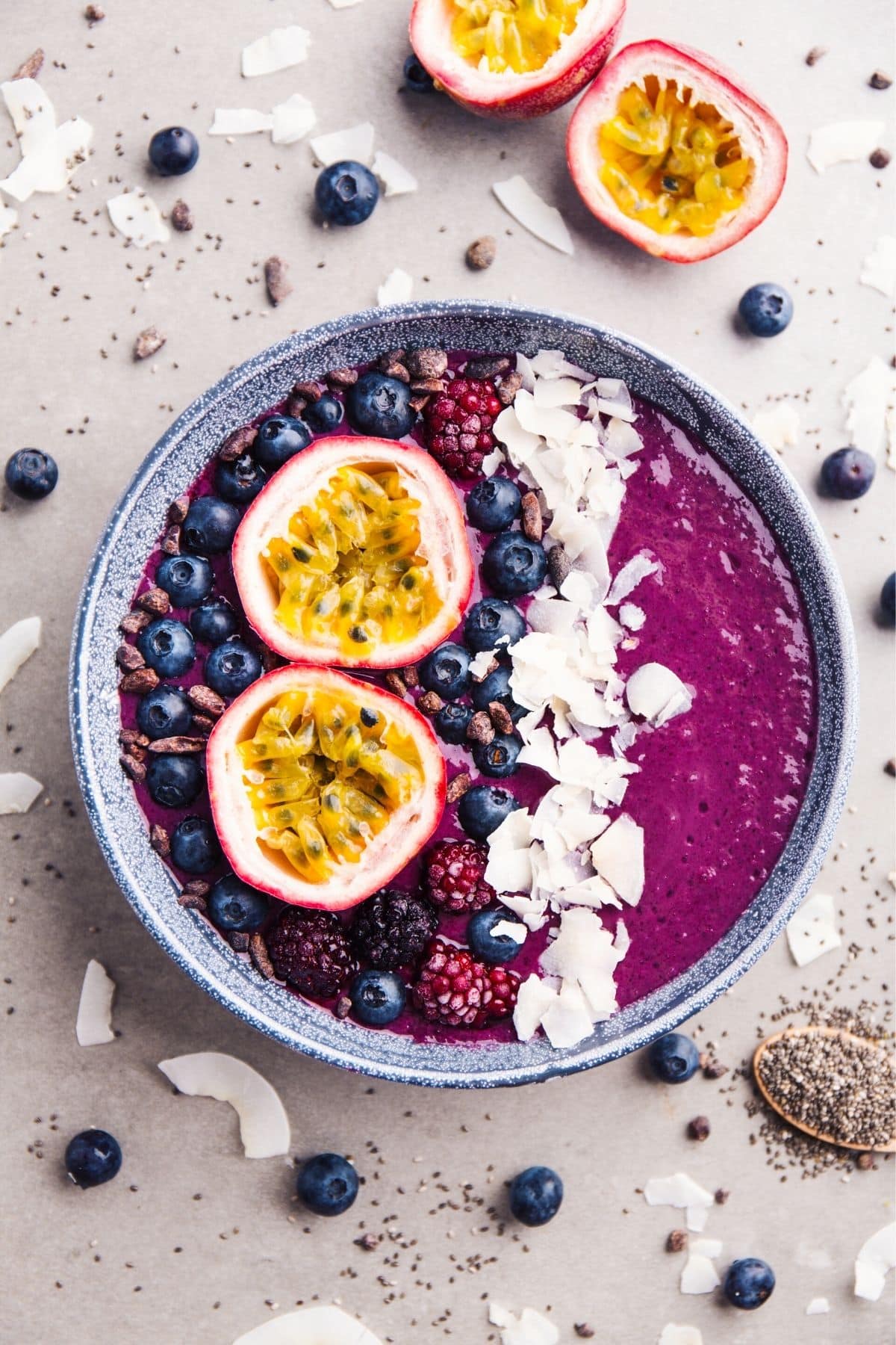smoothie bowl with passionfruit on top