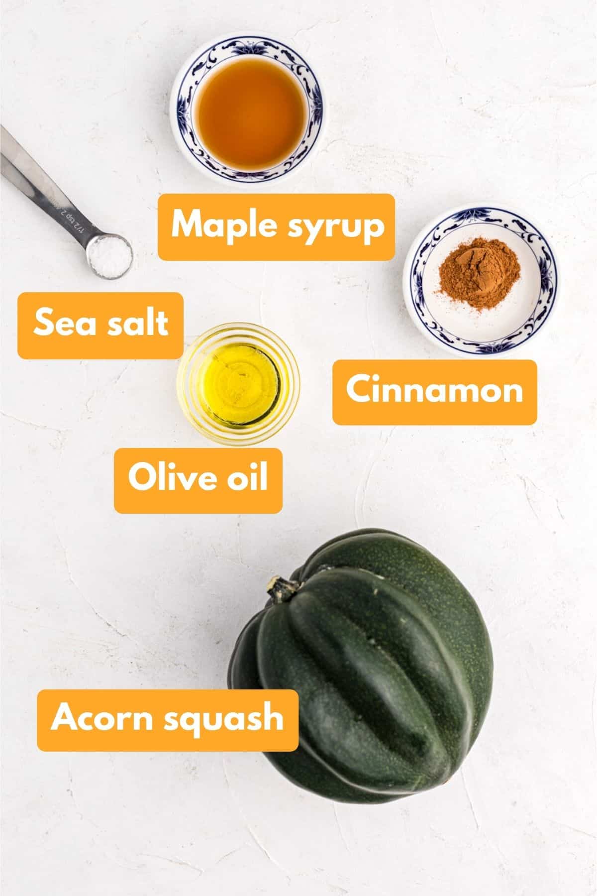 ingredients for air fried acorn squash.