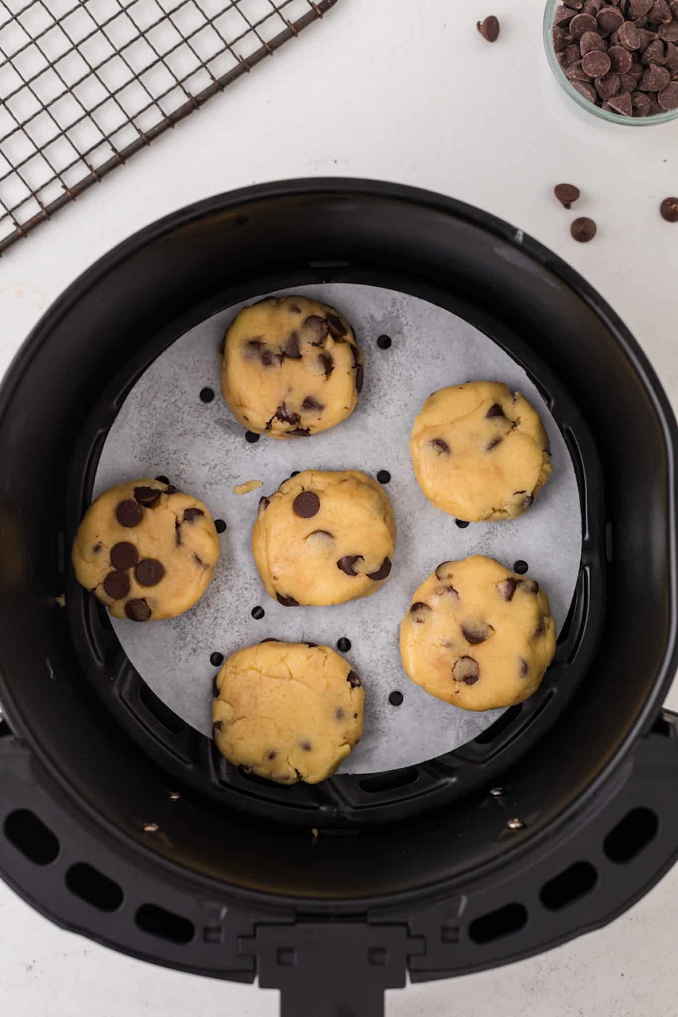 cookie dough in air fryer basket