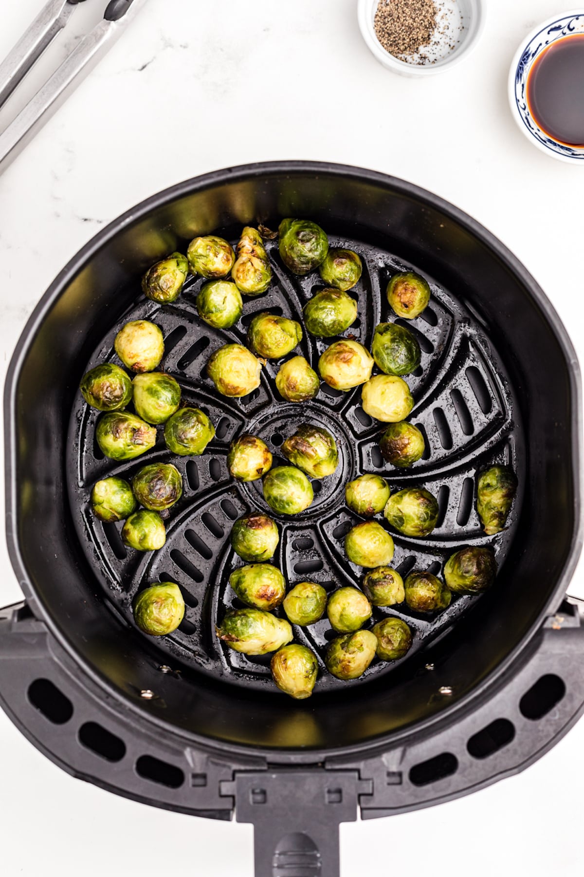 air fried brussels sprouts in basket