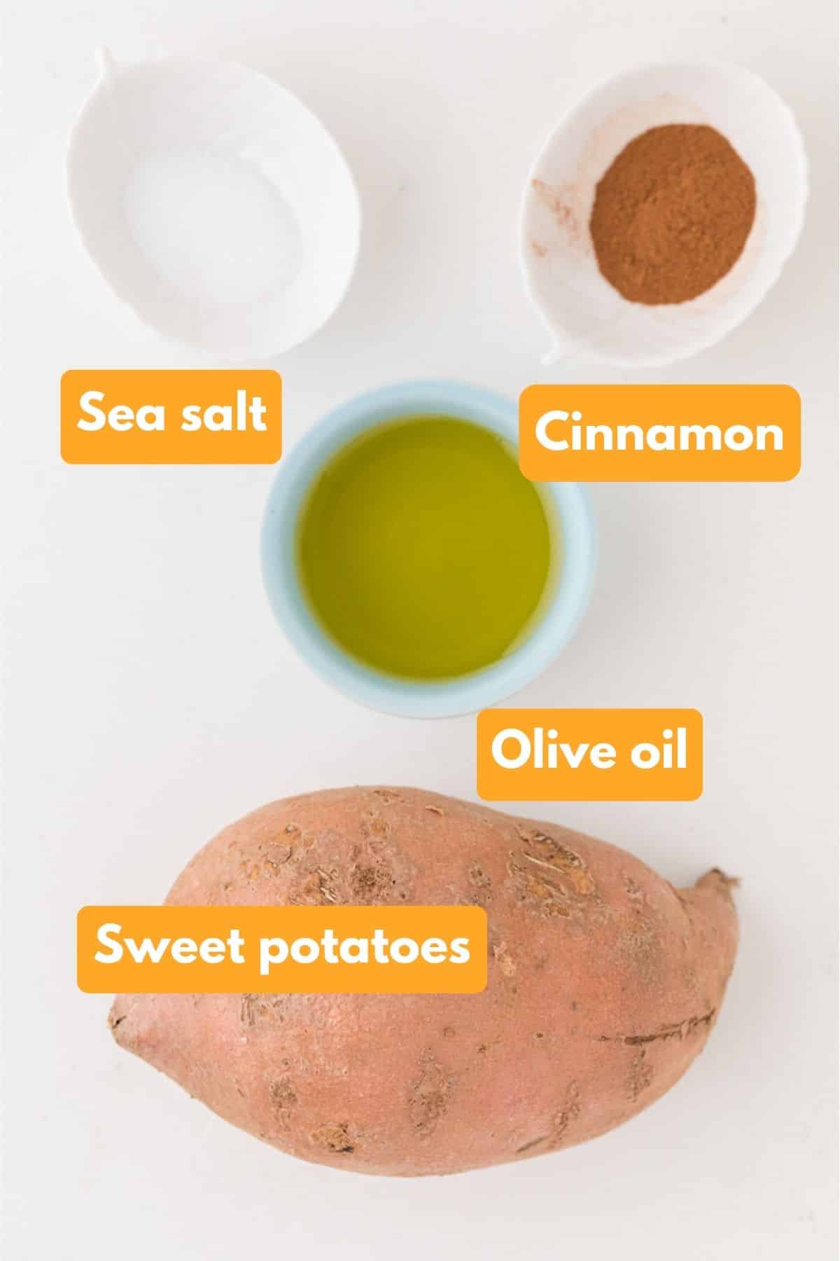 ingredients for air fryer sweet potato cubes