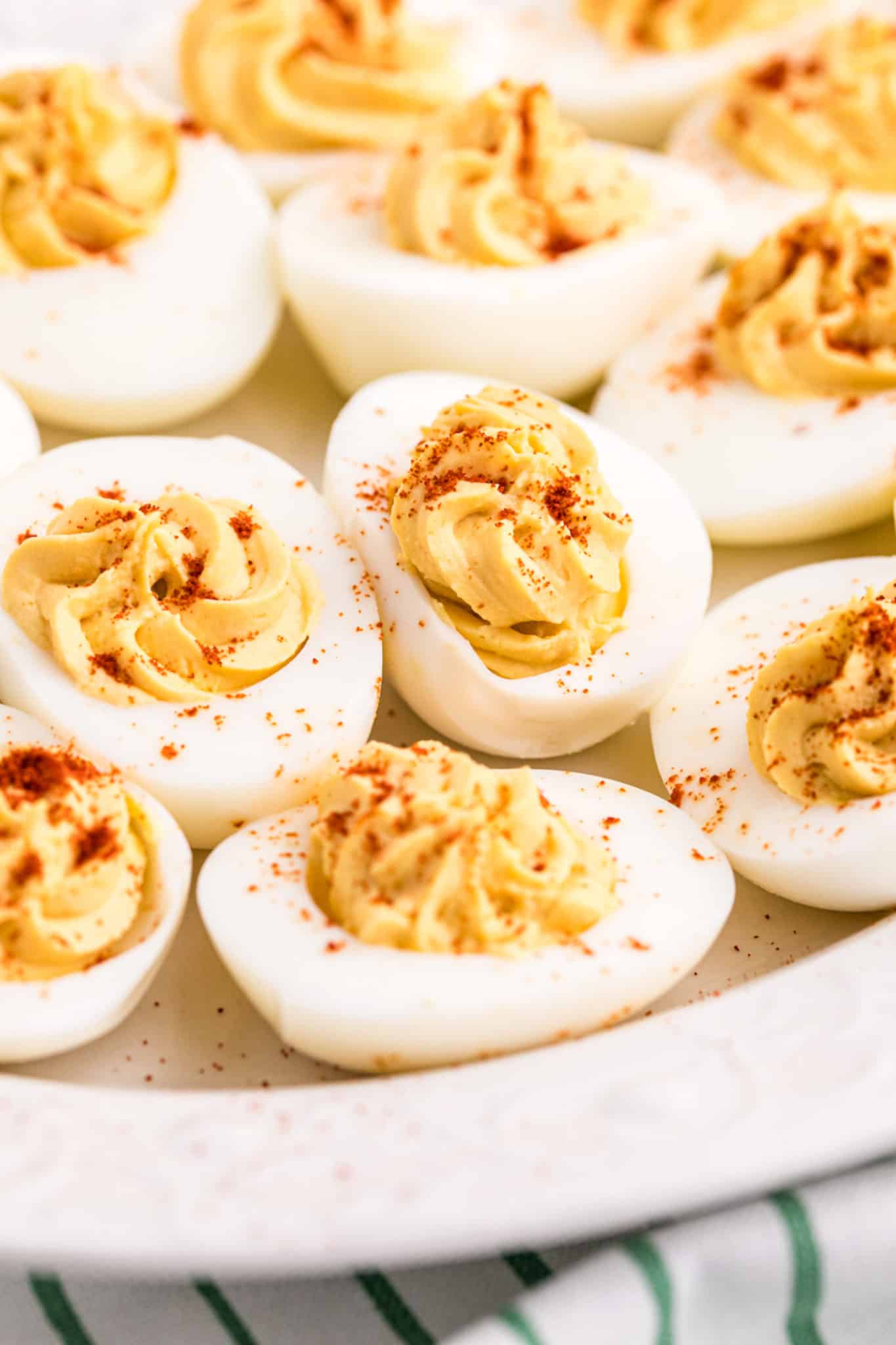 plate of deviled eggs.