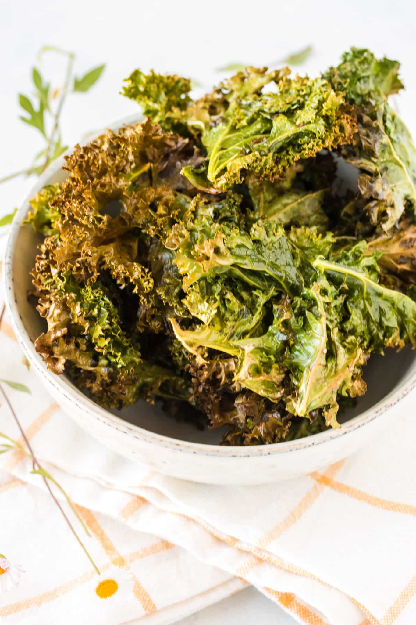 kale chips in a bowl for serving