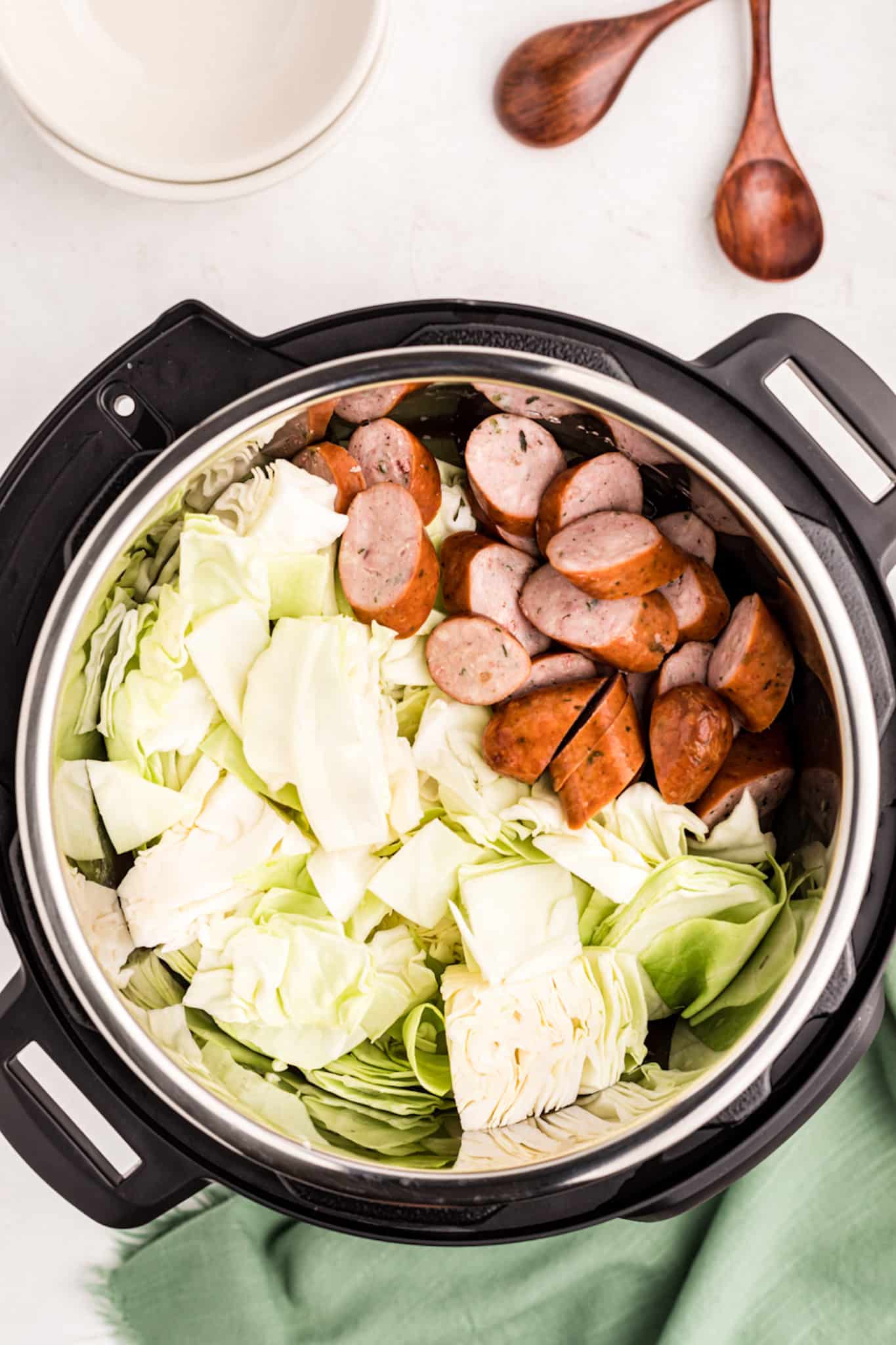 cabbage and sausage in the instant pot.