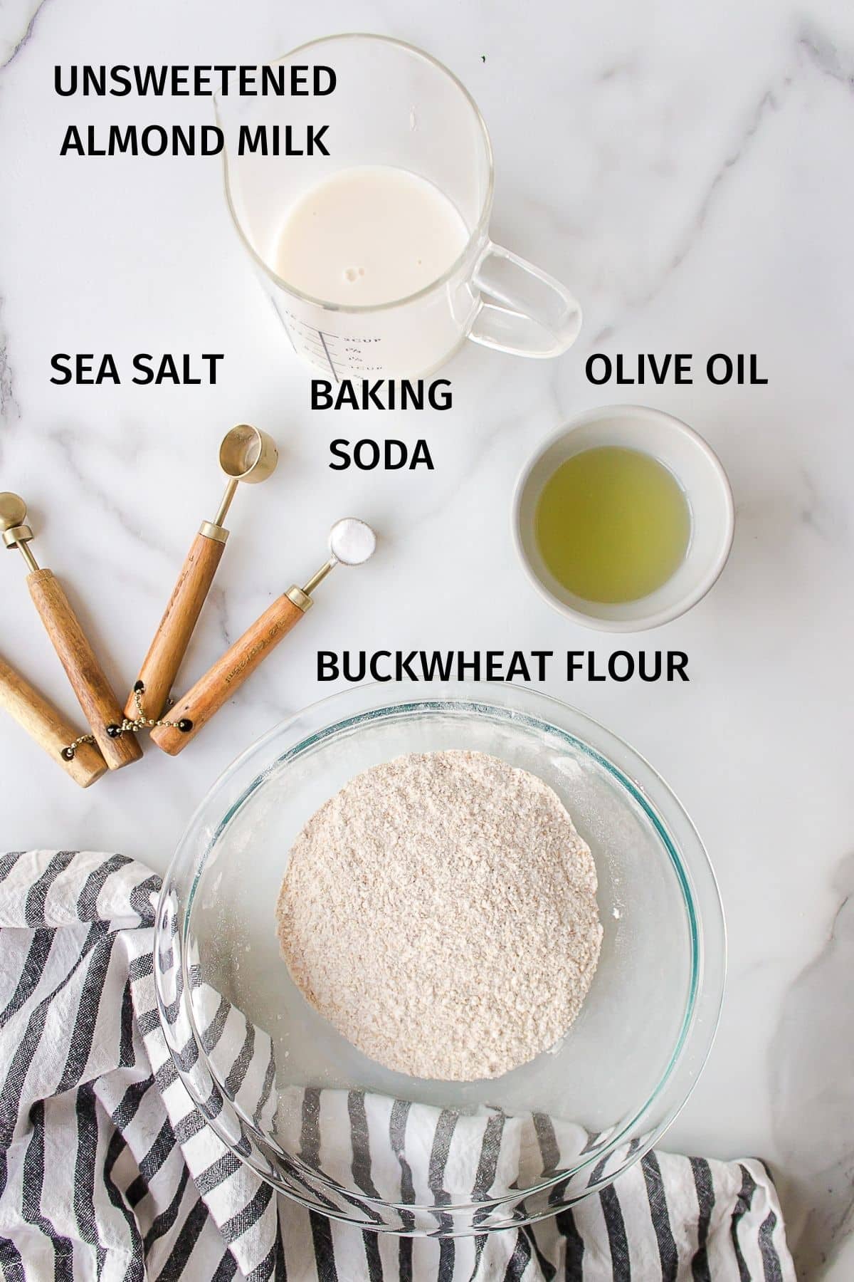 ingredients for buckwheat bread.