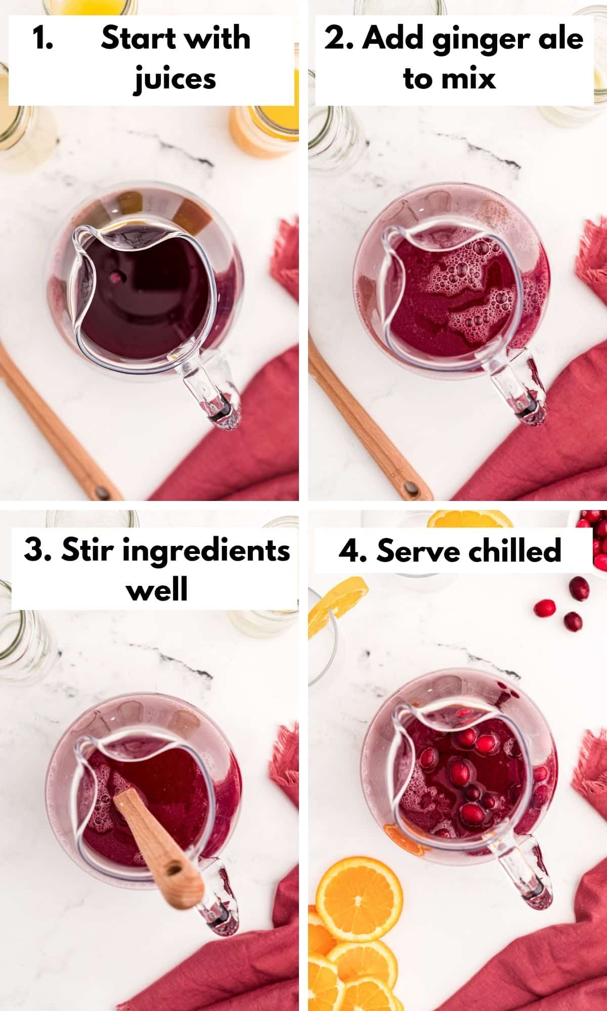 photo collage with how to make christmas morning punch.