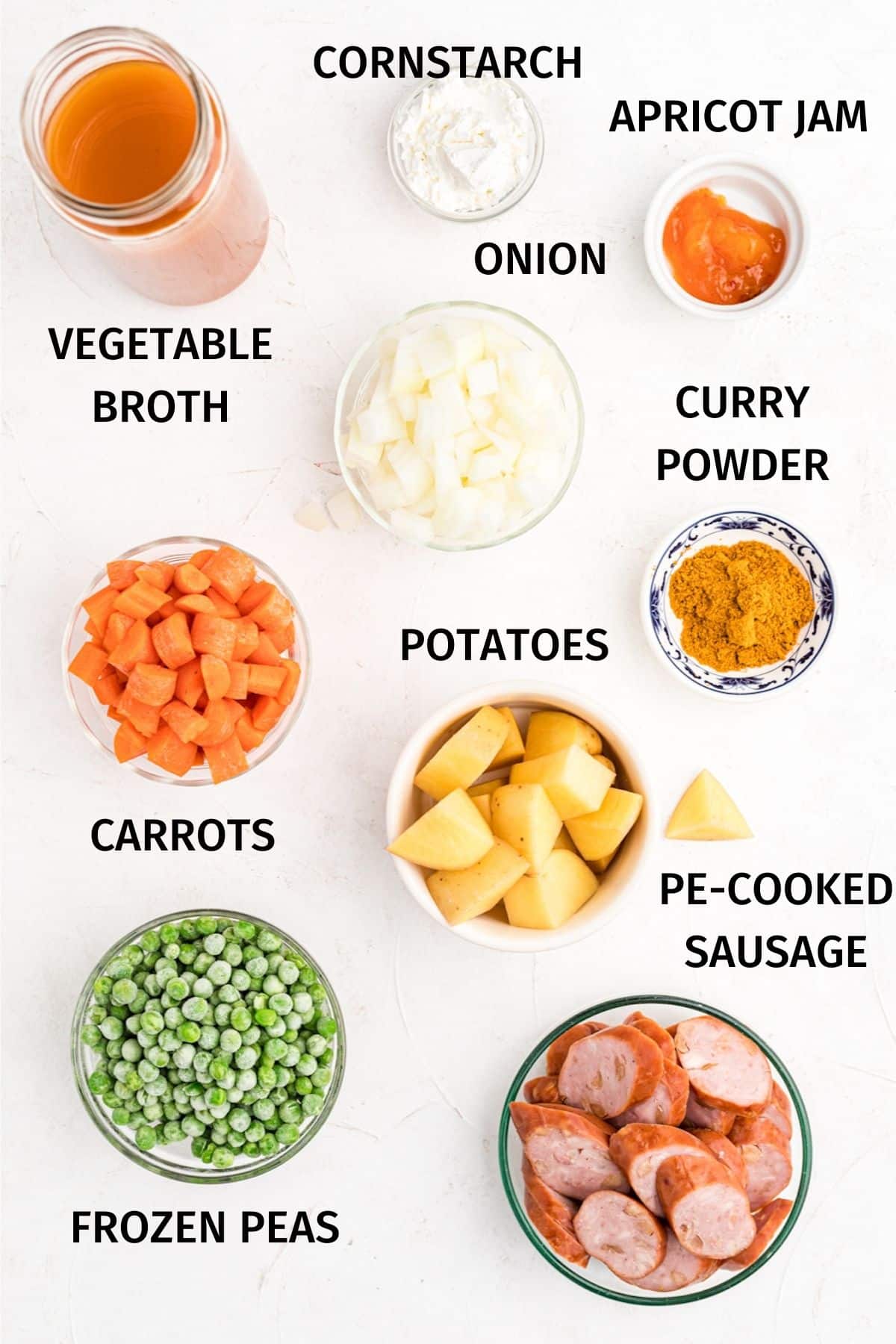 ingredients for slow cooker sausage and potatoes soup