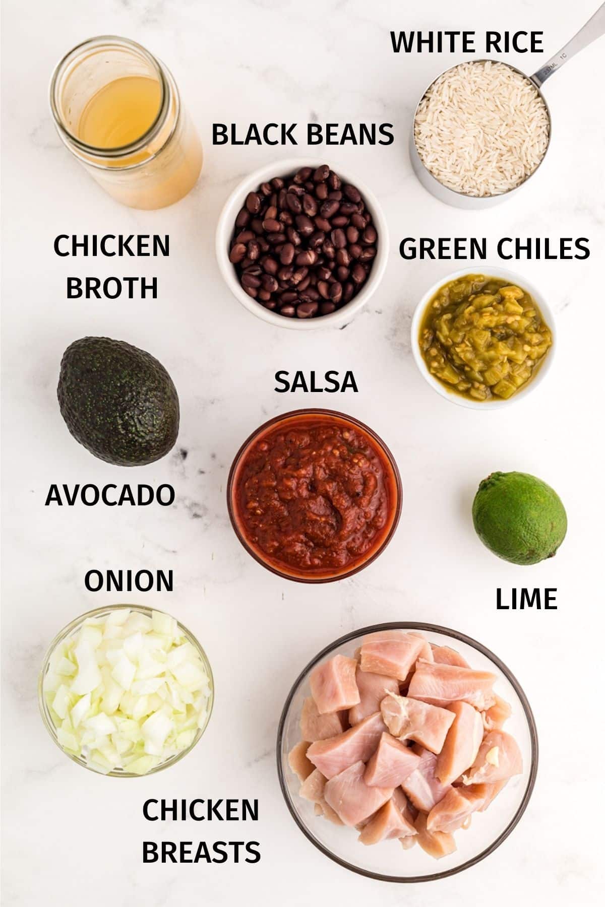 ingredients for mexican chicken and rice
