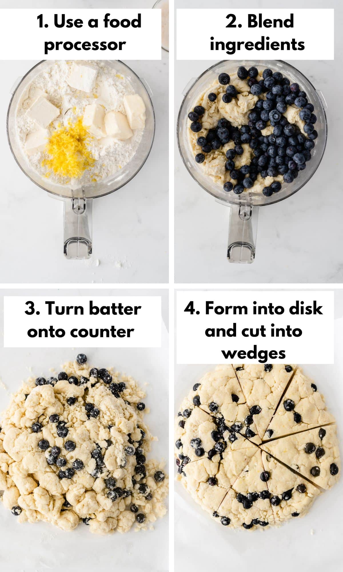 gluten free blueberry scones process shots collage.