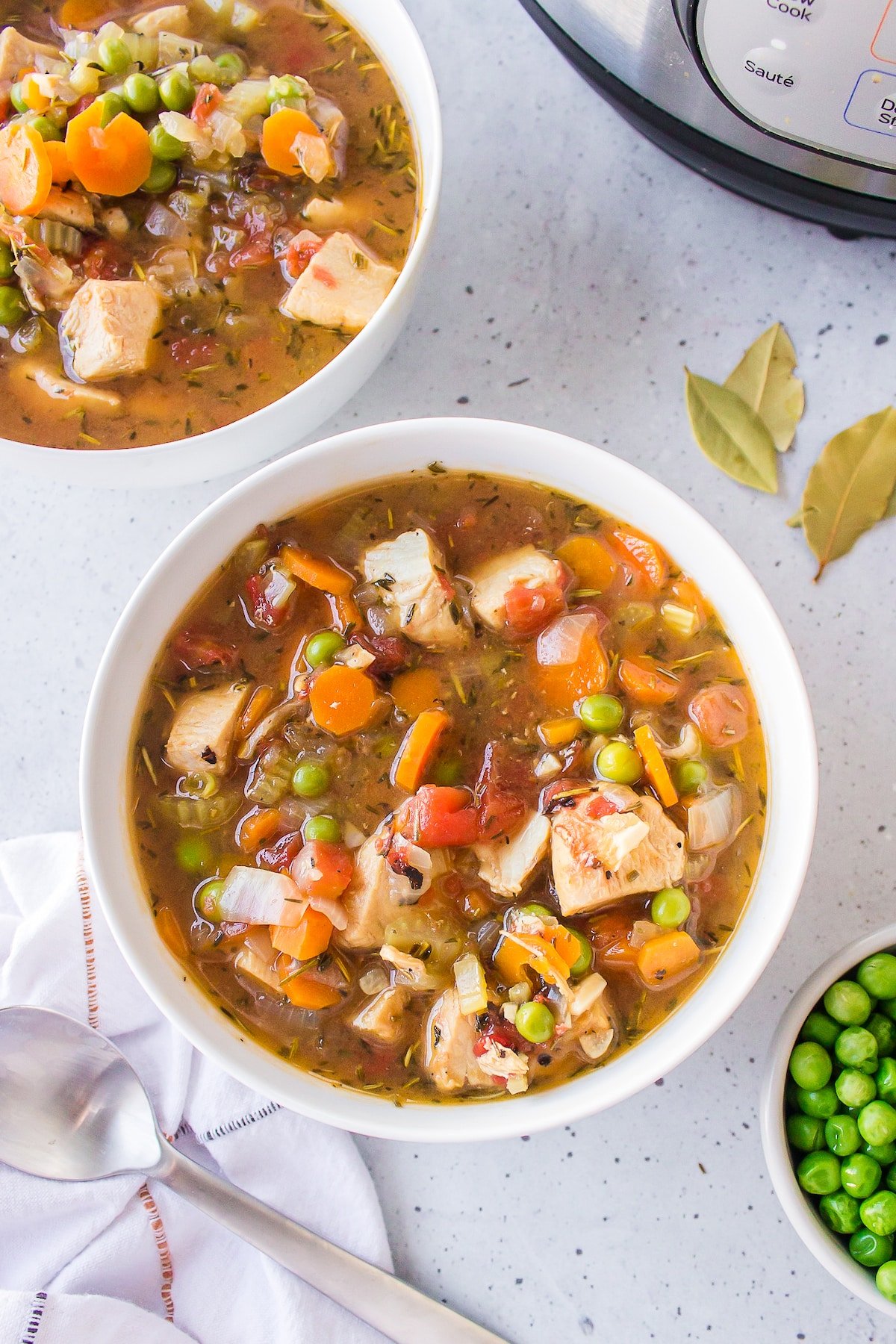 a bowl of Instant Pot Chicken Stew.