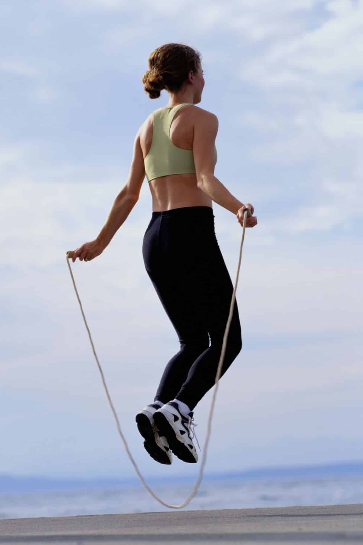 a woman jumping rope.