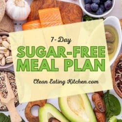 free 7-day sugar free meal plan graphic.